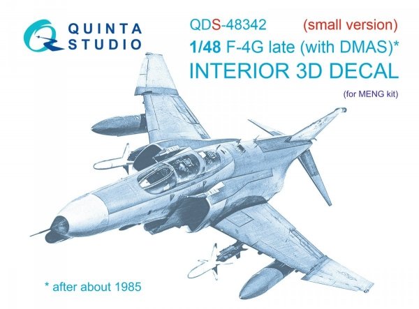 Quinta Studio QDS-48342 F-4G late 3D-Printed &amp; coloured Interior on decal paper (Meng) (Small version) 1/48
