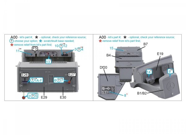 Quinta Studio QD35071 Mercedes-Benz L1500A 3D-Printed &amp; coloured Interior on decal paper (MiniArt) 1/35