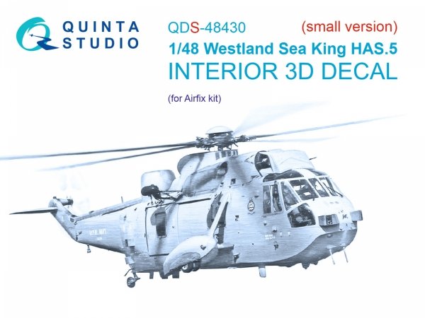 Quinta Studio QDS-48430 Westland Sea King HAS.5 3D-Printed &amp; coloured Interior on decal paper (Airfix) (Small version) 1/48
