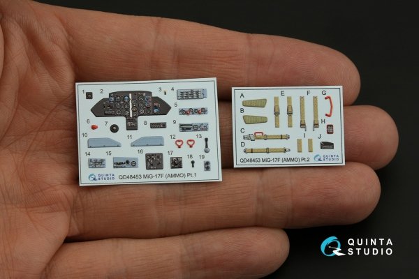 Quinta Studio QD48453 MiG-17F 3D-Printed coloured Interior on decal paper (AMMO/Kinetic) 1/48