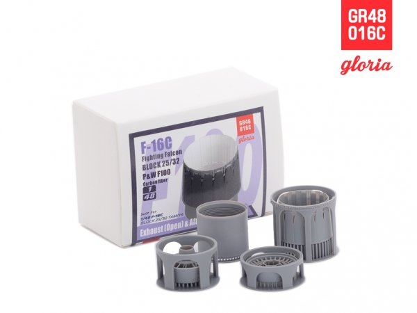 Gloria GR48016C F-16C F110-PW Carbon Fiber Exhaust Nozzle &amp; Afterburner OPEN TAMIYA 1/48