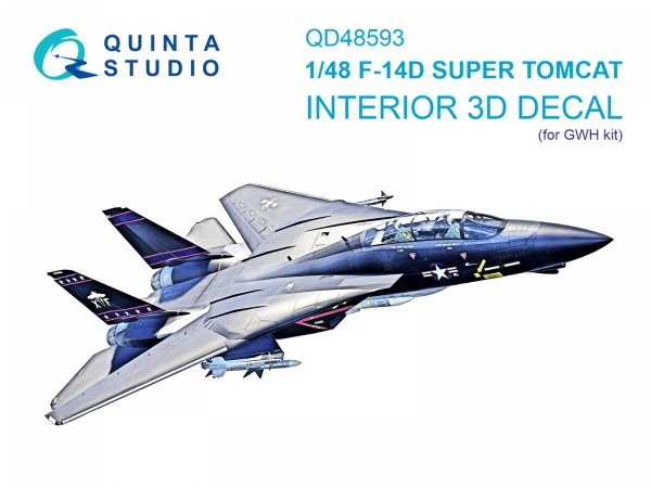 Quinta Studio QD48593 F-14D Super Tomcat 3D-Printed &amp; coloured Interior on decal paper (GWH) 1/48