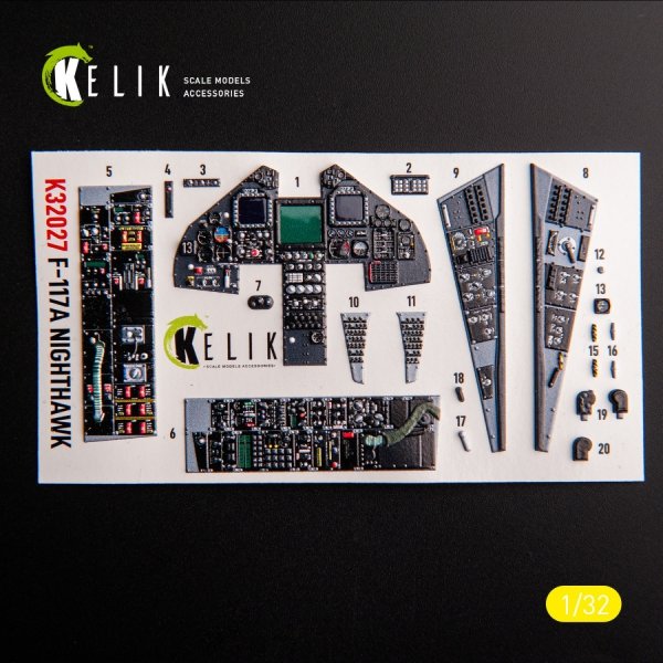 KELIK K32028 F-117A - Type 2 interior 3D decals for Trumpeter kit 1/32
