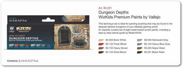 Vallejo 80251 Wizkids Dungeon Dephts Set 8x8ml