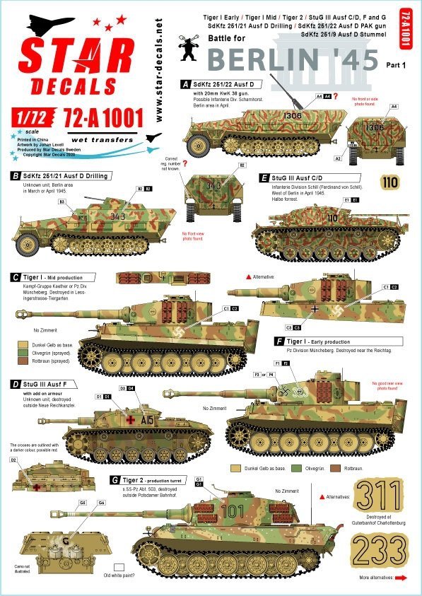 Star Decals 72-A1001 Battle for Berlin '45 1 1/72
