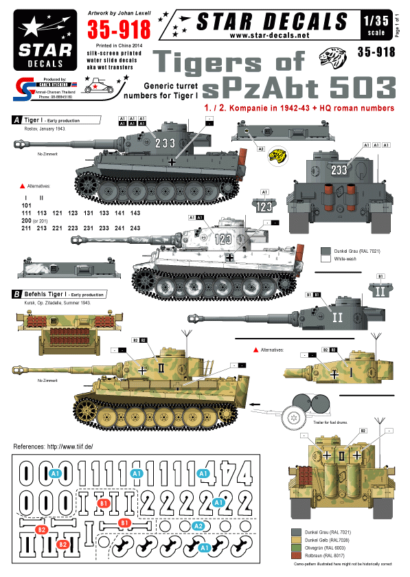 Star Decals 35-918 Tigers of sPzAbt 503 1 1/35