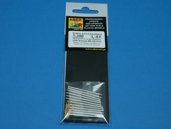 Aber 350L-51 Set of barrels 356mm x 12; 127mm x 20; 28mm x 8 for Arizona class battleships (1:350)