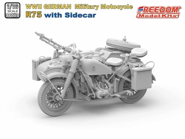 Freedom 16005 R75 with Sidecar WWII German Motorcycle 1/16