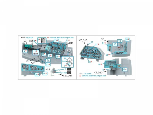 Quinta Studio QDS-48570 Mi-24A 3D-Printed &amp; coloured Interior on decal paper (Trumpeter) (small version) 1/48
