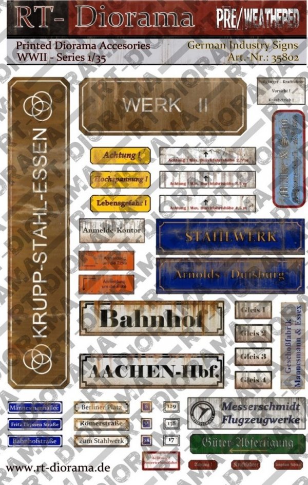 RT-Diorama 35802 Printed Accessories: Signs Industry (Germany) 1/35