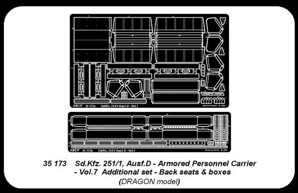 Aber 35173 Sd.Kfz. 251/1 Ausf.D.  cz.7  tylne siedzenia i zasobniki (DRA) (1:35)