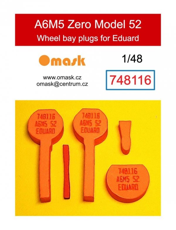 Omask 748116 A6M5 Zero Model 52 wheel bay foam plugs (for Eduard) 1/48