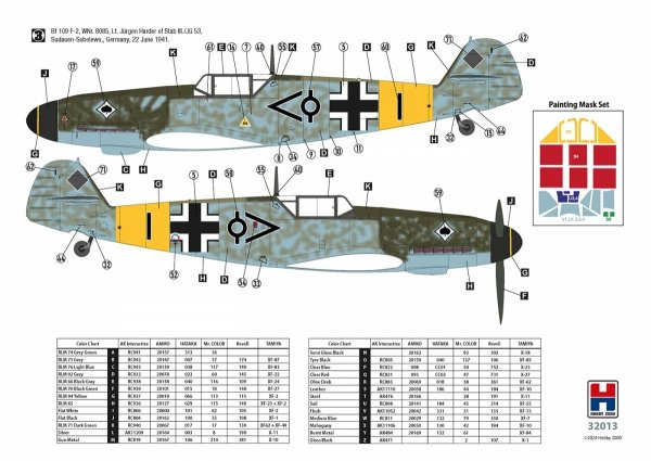 Hobby 2000 32013 Bf 109 F-2 Eastern Front (HASEGAWA + CARTOGRAF + MASKI + METAL PARTS) 1/32