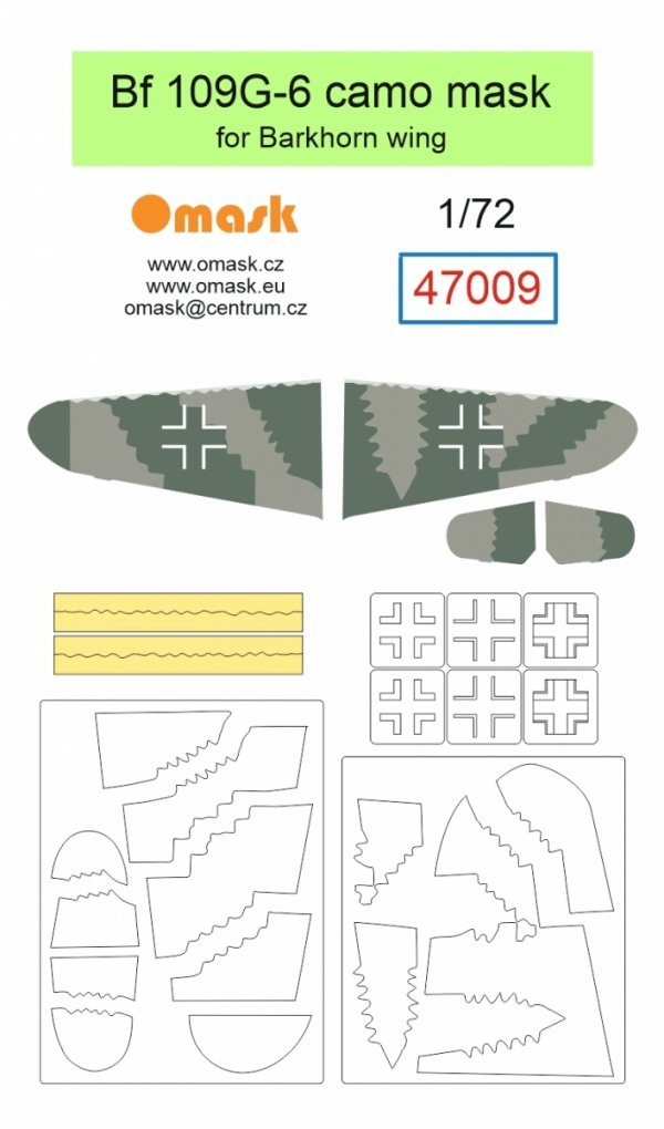 Omask 47009 Bf 109G-6 camo mask for Barkhorn wing 1/72