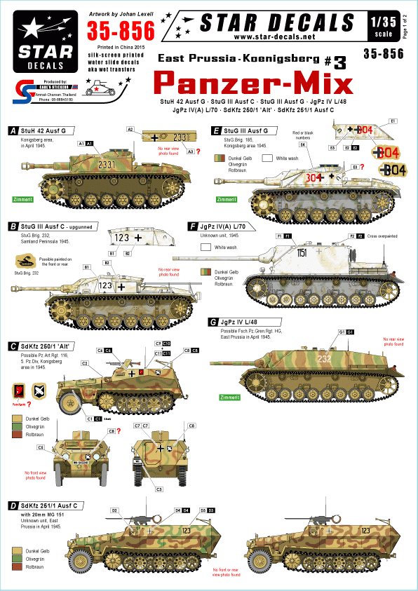 Star Decals 35-856 East Prussia/Koenigsberg 3 1/35