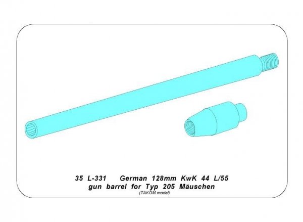 Aber 35L-331 Lufa 128mm KwK 44 L/55 do Typ 204 Mauschen / Barrel 128mm KwK 44 L/55 for Typ 204 Mauschen (Takom) 1/35