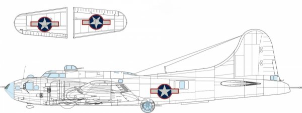 Eduard EX1054 B-17F US national insignia w/ red outline EDUARD 1/48