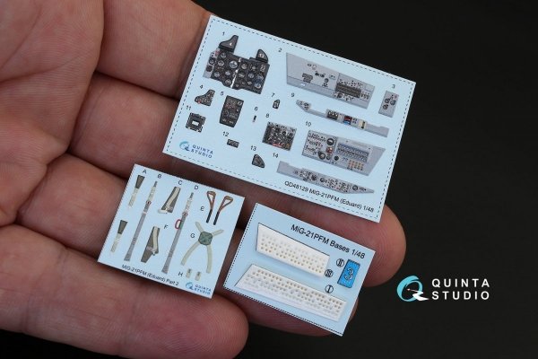 Quinta Studio QD48129 MiG-21PFM (grey color panels) 3D-Printed &amp; coloured Interior on decal paper (for Eduard kit) 1/48