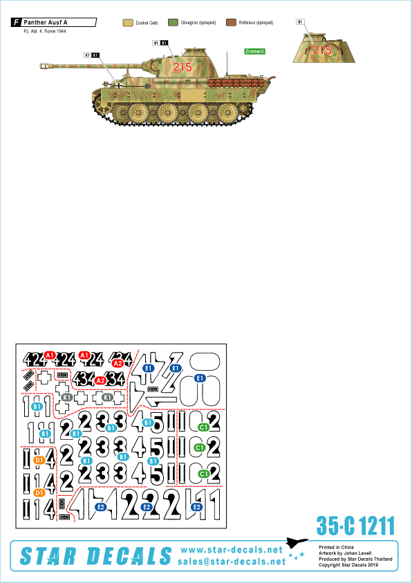 Star Decals 35-C1211 German tanks in Italy # 11 Panther A &amp; G 1/35