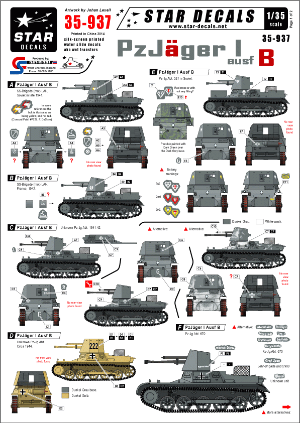 Star Decals 35-937 PzJager I ausf B 1/35