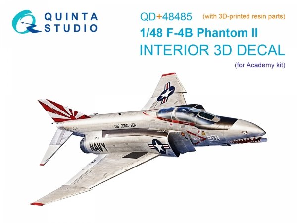 Quinta Studio QD+48485 F-4B Phantom II 3D-Printed &amp; coloured Interior on decal paper (Academy) (with 3D-printed resin parts) 1/48