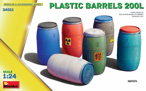MiniArt 24011 PLASTIC BARRELS 200L 1/24