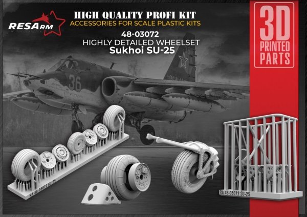 RESArm 48-03072 SU-25 - Sukhoi wheels set (3D resin printing) 1/48