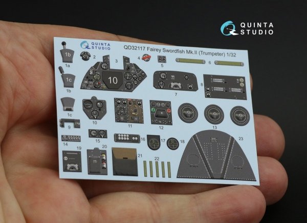 Quinta Studio QD32117 Fairey Swordfish Mk.II 3D-Printed &amp; coloured Interior on decal paper (Trumpeter) 1/32