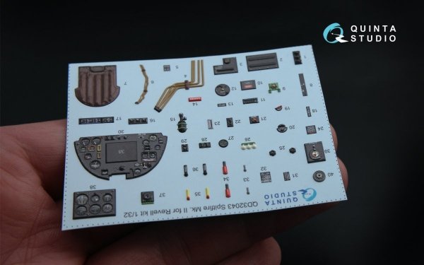 Quinta Studio QD32043 Spitfire Mk. II 3D-Printed &amp; coloured Interior on decal paper (for Revell kit) 1/32