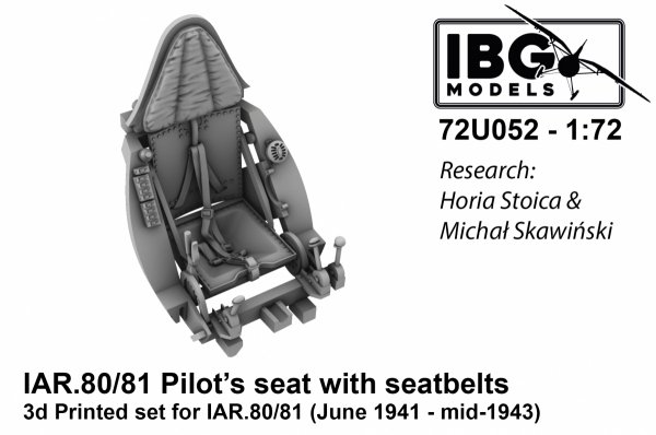 IBG 72U052 IAR.80/81 Pilot's seat with seatbelts (June 1941 - mid-1943) 1/72