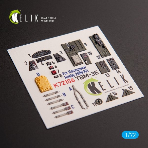 KELIK K72156 TBM-3E - interior 3D decals for Hobby 2000/Hasegawa kit 1/72
