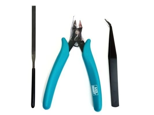 Mr.Hobby BTF-001 Mr. Basic Tool Set - pliers file (needle) tweezers / zestaw narzędzi cążki pilnik pęseta