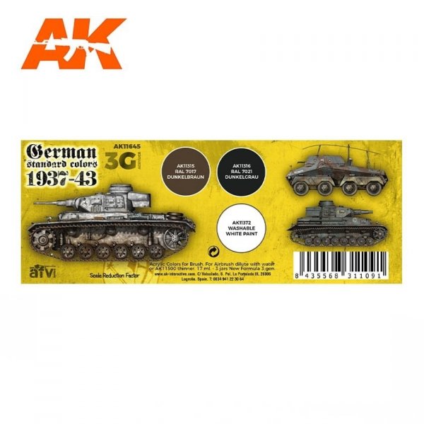 AK Interactive AK11645 3G GERMAN STANDARD COLORS 1937-1943  3x17ml