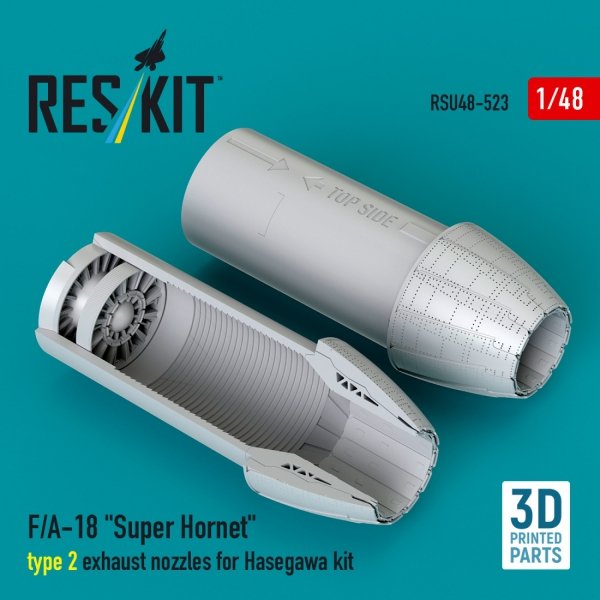 RESKIT RSU48-0523 F/A-18 "Super Hornet" type 2 exhaust nozzles for Hasegawa kit (3D Printed) 1/48