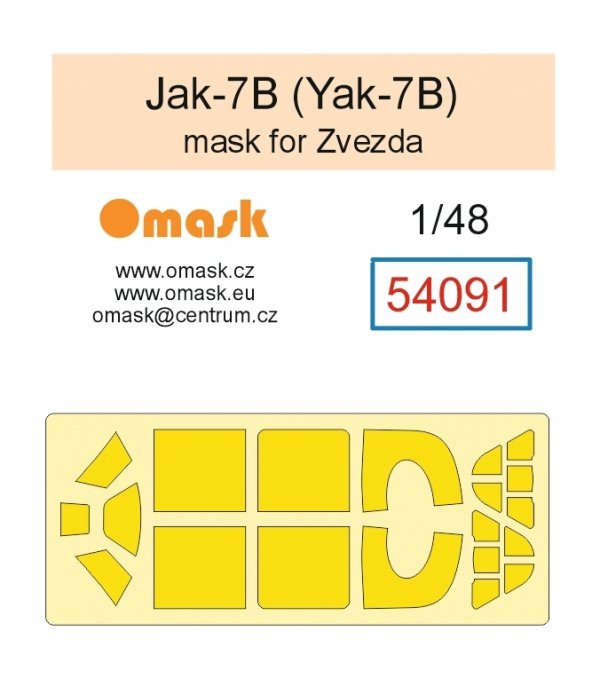 Omask 54091 Jak-7B (Yak-7B) mask (for Zvezda) yellow masking tape 1/48