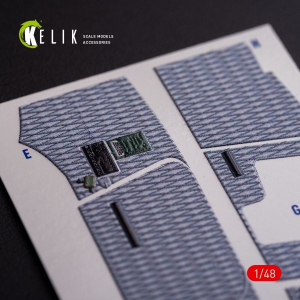 KELIK K48080 O-2A Skymaster interior 3D decals &quot;grey decoration type&quot; for ICM kit 1/48