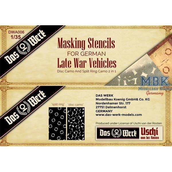 Das Werk DWA006 German Late War Masking Stencils 1/35