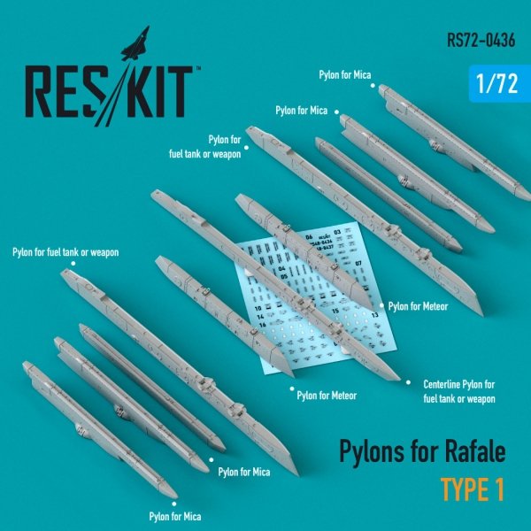 RESKIT RS72-0436 PYLONS FOR RAFALE TYPE 1 1/72
