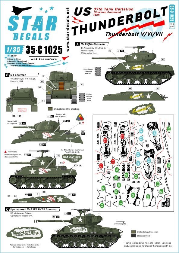 Star Decals 35-C1025 Thunderbolt V / VI / VII 1/35
