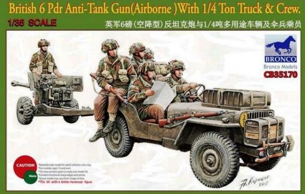 Bronco CB35170 British 6pdr Anti-Tank Gun (Airborne) With 1/4Ton Truck Crew (1:35) 