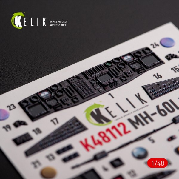 KELIK K48112 MH-60L Black Hawk - interior 3D decals for ICM kit 1/48