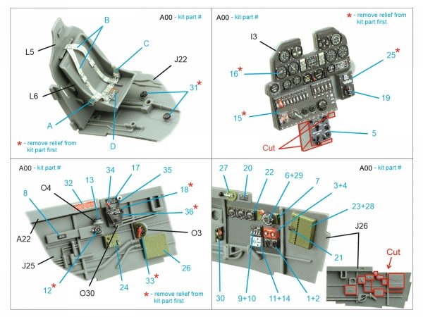 Quinta Studio QD32217 P-40N early 3D-Printed coloured Interior on decal paper (Hasegawa/Eduard) 1/32