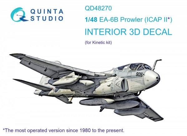 Quinta Studio QD48270 EA-6B Prowler (ICAP II) 3D-Printed &amp; coloured Interior on decal paper (Kinetic) 1/48