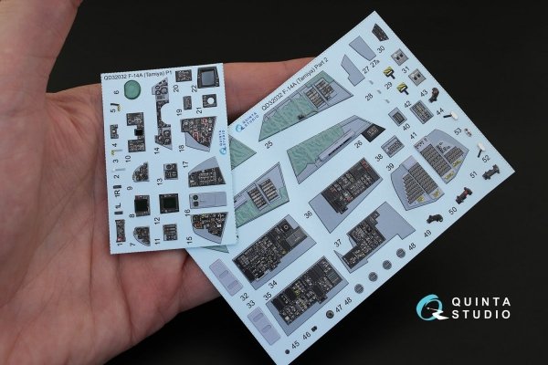 Quinta Studio QD32032 F-14A 3D-Printed &amp; coloured Interior on decal paper (for Tamiya kit) 1/32