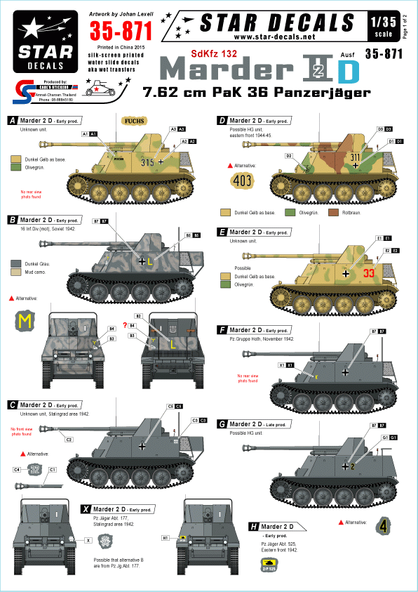 Star Decals 35-871 Panzerjager Marder IID 1/35