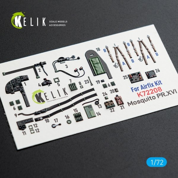 Kelik K72208 Mosquito PR.XVI - interior 3D decals for Airfix kit (1/72)