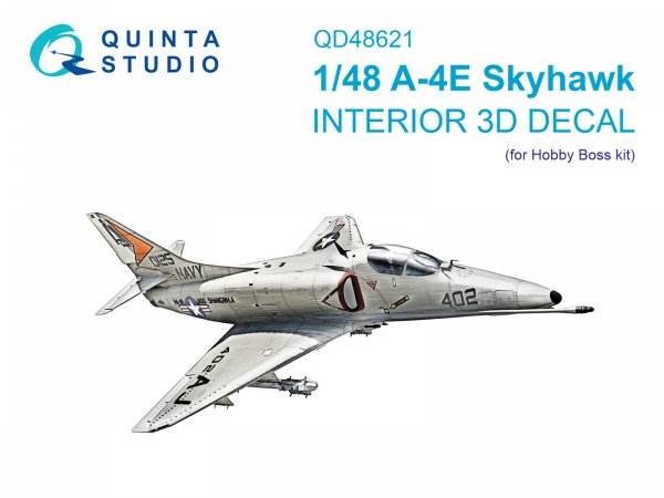 Quinta Studio QD48621 A-4E Skyhawk 3D-Printed &amp; coloured Interior on decal paper ( Hobby Boss ) 1/48