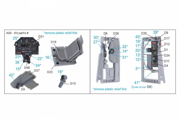 Quinta Studio QDS-32004 P-51D (Late) 3D-Printed coloured Interior on decal paper (Tamiya) (small version) 1/32