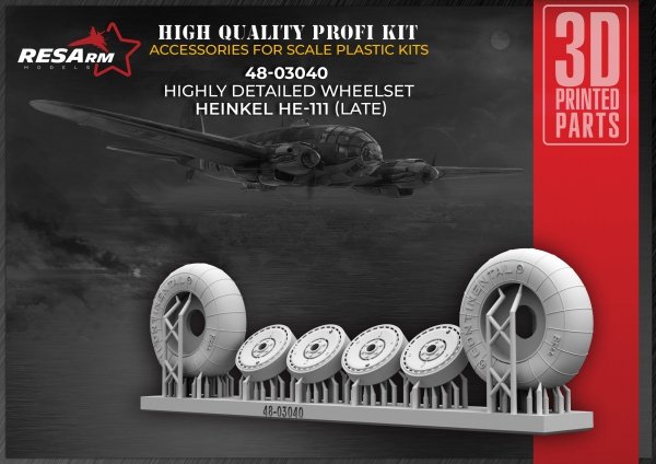 RESArm 48-03040 HE 111 LATE - Wheels under load (3D resin printing) 1/48
