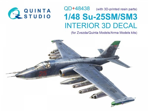 Quinta Studio QD+48438 Su-25SM/SM3 3D-Printed coloured Interior on decal paper (Zvezda/Quinta Models/Arma Models) 1/48